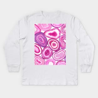 Pink agate watercolor Kids Long Sleeve T-Shirt